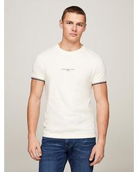 Tommy Hilfiger - Slim Fit T-shirt Met Logo En Gekleurde Rand - Lyst
