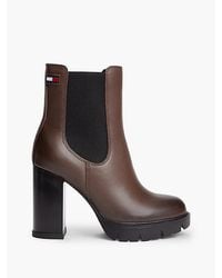 Tommy Hilfiger - Tommy Jeans Leather High Block Heel Chelsea Boots - Lyst