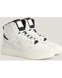 Tommy Hilfiger - Leather Mid Top Basketball Trainers - Lyst