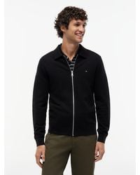 Tommy Hilfiger - Textured Knit Zip-Thru Polo Cardigan - Lyst