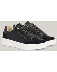 Tommy Hilfiger - Logo Leather Court Trainers - Lyst