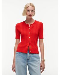 Tommy Hilfiger - Pointelle-Tone Button Short Sleeve Cardigan - Lyst