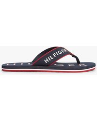 Tommy Hilfiger - Logo Embroidery Webbing Strap Flip-Flops - Lyst