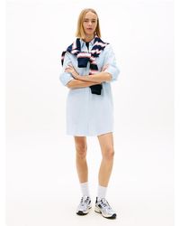 Tommy Hilfiger - Oversized Linen Blend Mini Shirt Dress - Lyst