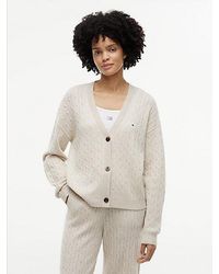 Tommy Hilfiger - Wool Blend Cable Knit Relaxed Lounge Cardigan - Lyst