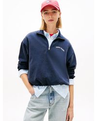 Tommy Hilfiger - Logo Embroidery Relaxed Quarter-Zip Sweatshirt - Lyst