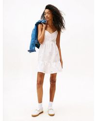 Tommy Hilfiger - Relaxed Fit Mini-Jurk Met Broderie Anglaise - Lyst