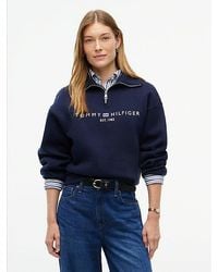 Tommy Hilfiger - Fleece Relaxed Quarter Zip Sweatshirt - Lyst