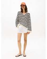 Tommy Hilfiger - High Rise Witte Flared Denim Short - Lyst