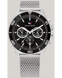 Tommy Hilfiger - Black Dial Stainless Steel Mesh Strap Sports Watch - Lyst