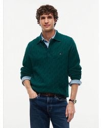 Tommy Hilfiger - Pure Wool Cable Knit Rugby Jumper - Lyst