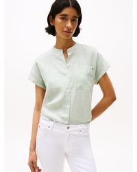 Tommy Hilfiger - Blouse En Lin Décontractée À Manches Courtes - Lyst