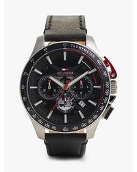 Tommy Hilfiger - Chronograf-Armbanduhr Mit Schwarzem Lederarmband - Lyst