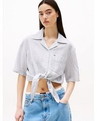 Tommy Hilfiger - Relaxed Cropped Fit Kurzarm-Bluse - Lyst