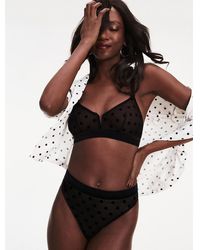 Tommy Hilfiger Zendaya Bralette Van Mesh Met Fluwelen Polkadots - Zwart