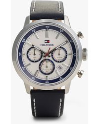 Tommy Hilfiger - Cream Dial Leather Strap Watch - Lyst