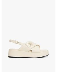 Tommy Hilfiger - Leren Sandaal Met Plateauzool En Th-Monogram - Lyst