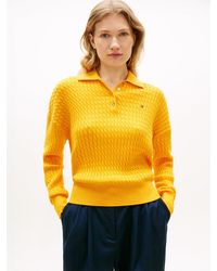 Tommy Hilfiger - Cable Knit Relaxed Polo Jumper - Lyst