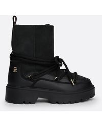 Tommy Hilfiger - Shearling Leather Lace-up Snow Boots - Lyst