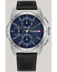 Tommy Hilfiger - Navy Dial Leather Strap Sub-counter Watch - Lyst