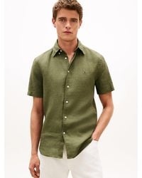 Tommy Hilfiger - Regular Fit Washed Linen Short Sleeve Shirt - Lyst