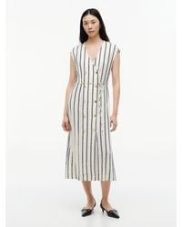 Tommy Hilfiger - Tone Button Stripe Midi Dress - Lyst