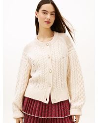 Tommy Hilfiger - Tommy Girl Wool Blend Cable Knit Relaxed Cardigan - Lyst