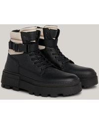 Tommy Hilfiger - Elevated Chunky Cleat Leather Buckle Boots - Lyst