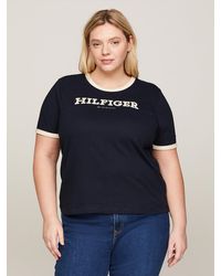 Tommy Hilfiger - Curve Hilfiger Monotype Flocked Logo T-shirt - Lyst