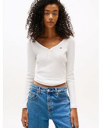 Tommy Hilfiger - Wafelgebreide Henley-Longsleeve - Lyst