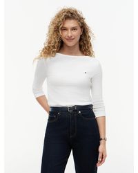 Tommy Hilfiger - Slim Three-quarter Sleeve Boat Neck T-shirt - Lyst