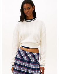 Tommy Hilfiger - Jersey Amplio De Punto Trenzado Con Logo - Lyst