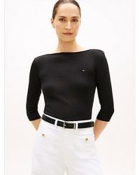 Tommy Hilfiger - Slim Three-quarter Sleeve Boat Neck T-shirt - Lyst