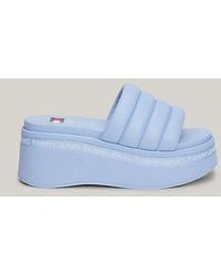 Tommy Hilfiger - Sandalias de plataforma con logo en cuña - Lyst