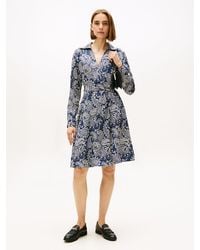 Tommy Hilfiger - Robe Portefeuille Courte À Manches Longues - Lyst