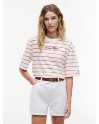 Tommy Hilfiger - Logo Embroidery Relaxed Crew Neck T-Shirt - Lyst
