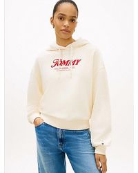 Tommy Hilfiger - Textured Logo Relaxed Drawstring Hoody - Lyst