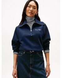 Tommy Hilfiger - Interlock Knit Fleece Quarter-zip Jumper - Lyst