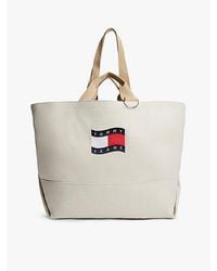 Tommy Hilfiger - Bolso Tote De Lona Con Logo Ondeado - Lyst