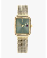 Tommy Hilfiger - Reloj Con Correa De Malla Chapado En Oro - Lyst