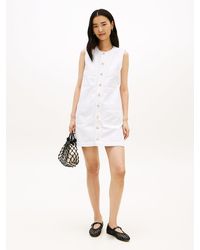 Tommy Hilfiger - Tone Button Denim Mini Shift Dress - Lyst