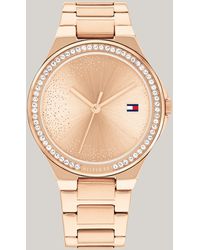 Tommy Hilfiger - Crystal Embellished Rose Gold-plated Bracelet Watch - Lyst