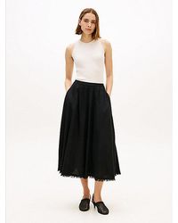 Tommy Hilfiger - Pleated Linen Blend Midi A-Line Skirt - Lyst