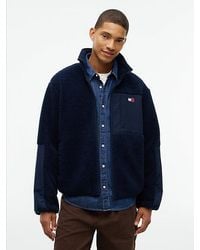 Tommy Hilfiger - Tommy Jeans Mixed Texture Teddy Fleece Jacket - Lyst