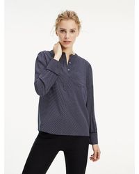Tommy Hilfiger Essential Relaxed Fit Popover Blouse - Blauw