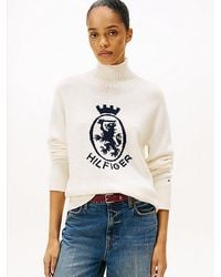 Tommy Hilfiger - Wollen Trui Met Opstaande Hals En Th-Embleem - Lyst