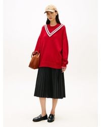 Tommy Hilfiger - Pleated Check Wool Blend Midi Skirt - Lyst