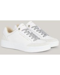 Tommy Hilfiger - Logo Leather Court Trainers - Lyst