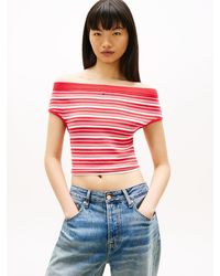 Tommy Hilfiger - Stripe Off-the-shoulder Slim Jumper - Lyst