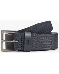 Tommy Hilfiger - Flag Plaque Embossed Leather Belt - Lyst